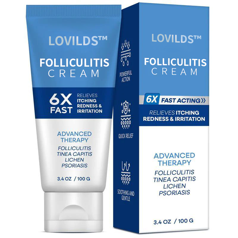 LOVILDS Folliculitis Cream, 6X Faster Itching Relief, Soothe Redness & Irritation, Advanced Skin Repair Treatment, Dermatologist Approved