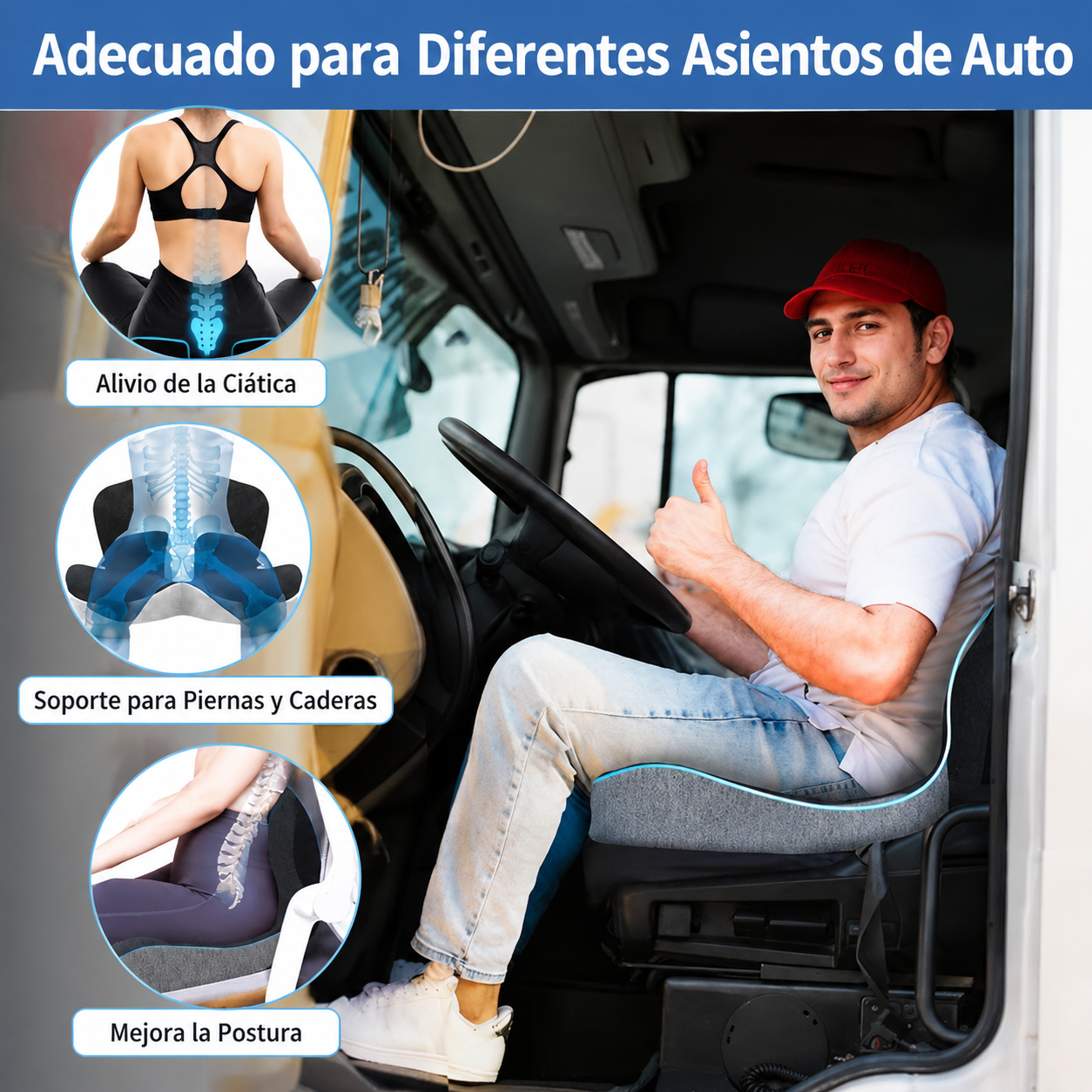 Almohadilla Ergonómica 2 en 1 para Asiento y Respaldo – Confort y Soporte Total
