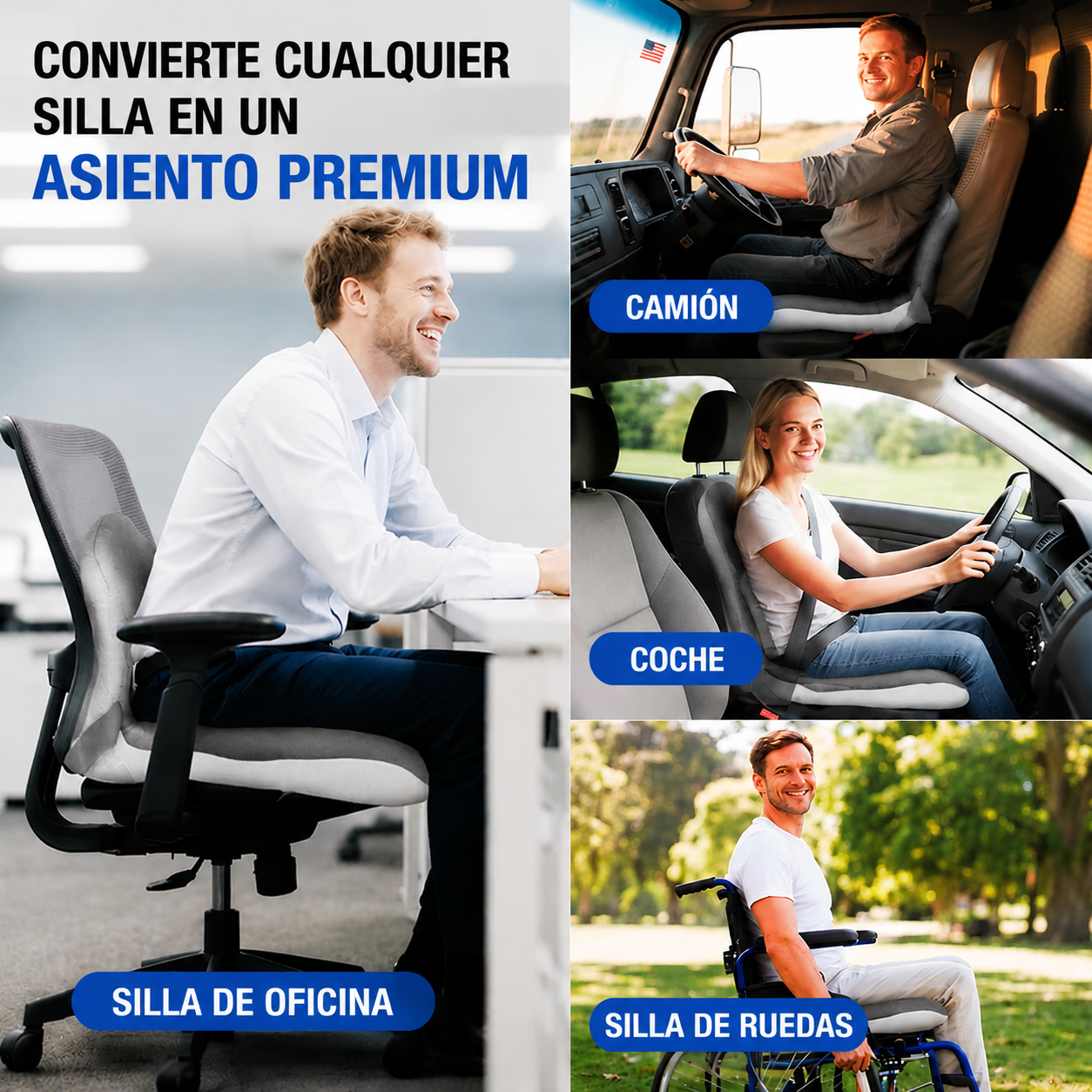 Almohadilla Ergonómica 2 en 1 para Asiento y Respaldo – Confort y Soporte Total