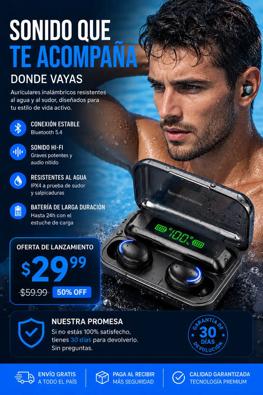 Auriculares Inalámbricos Con Power Bank