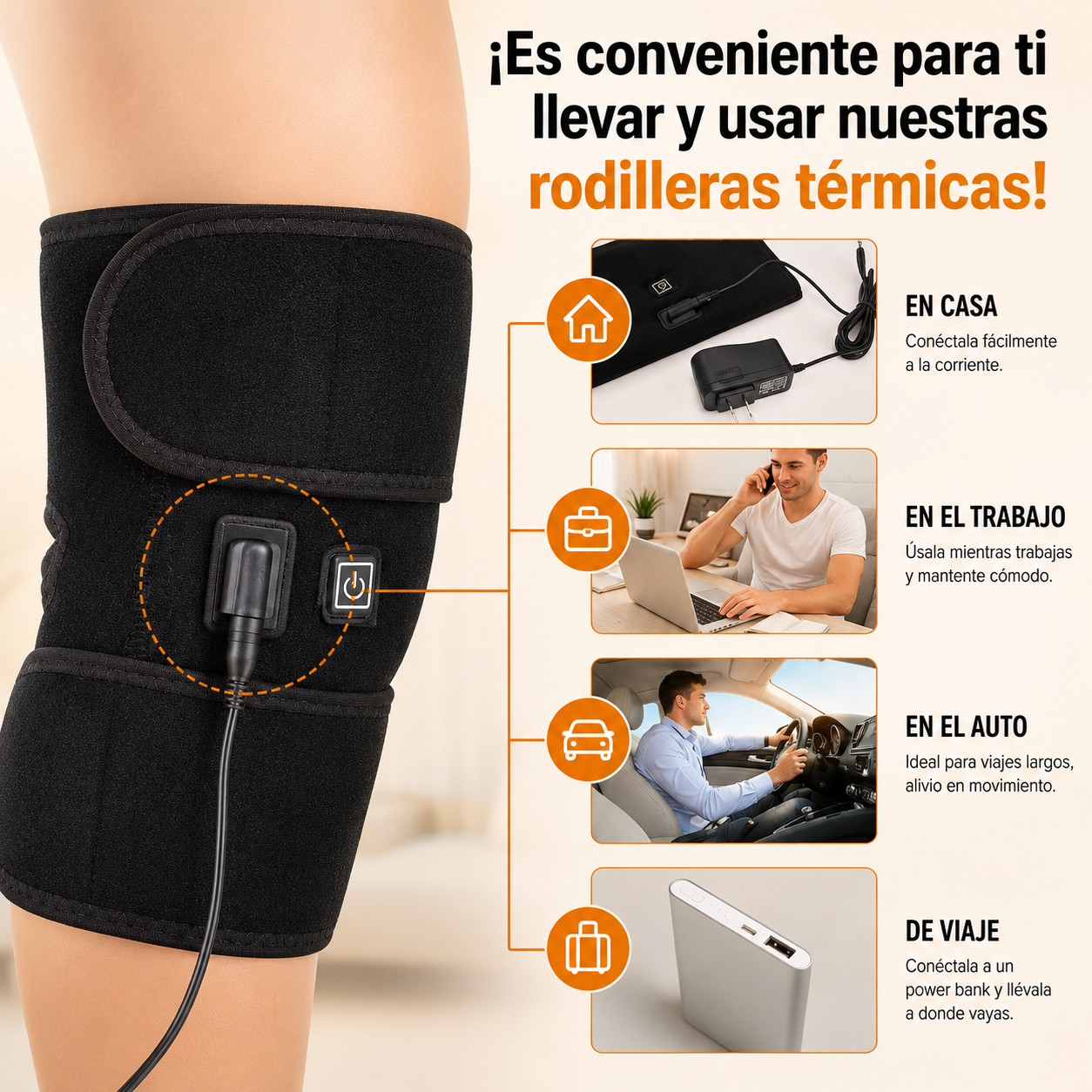 RodiCare™ Rodillera Térmica Eléctrica con Calor Ajustable