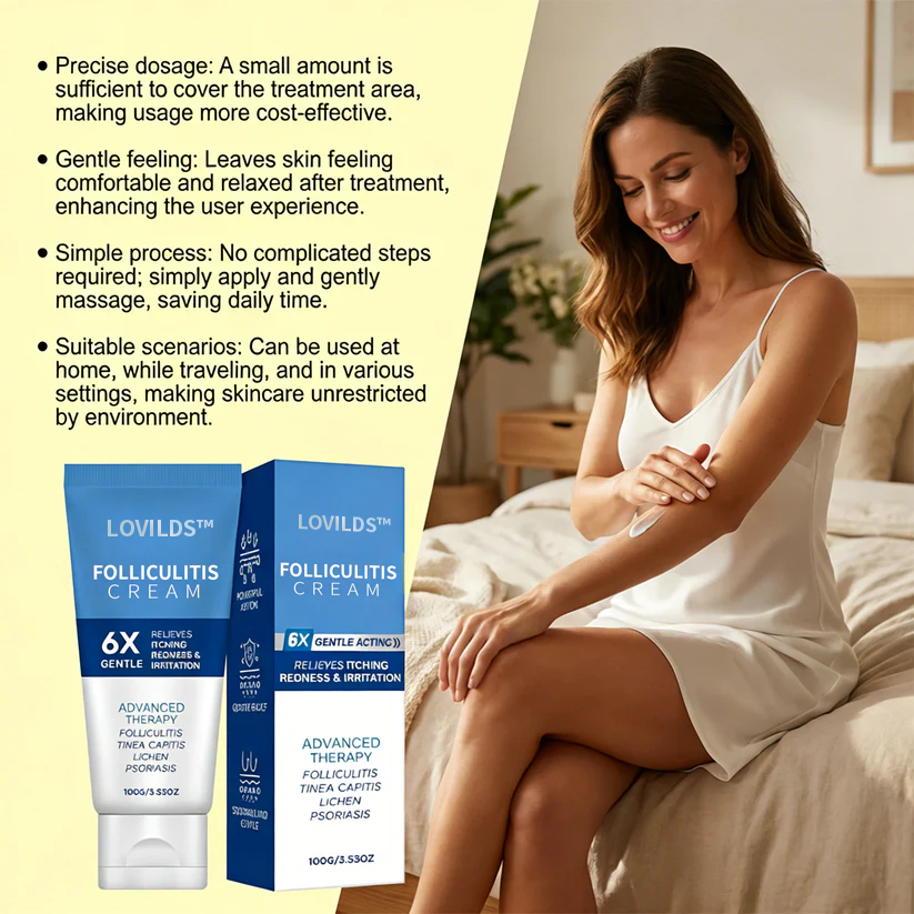 LOVILDS Folliculitis Cream, 6X Faster Itching Relief, Soothe Redness & Irritation, Advanced Skin Repair Treatment, Dermatologist Approved